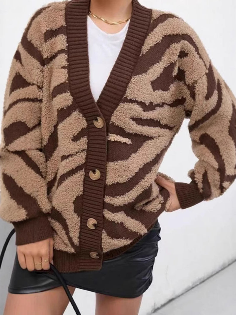 Plus Size Leopard Knit Cardigan