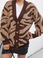 Plus Size Leopard Knit Cardigan