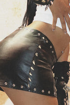 Studded PU Leather Bodycon Skirt