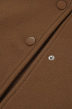 rown Woolen Stand Collar Jacket