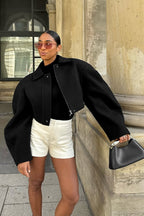 Chic Wool Zip Front Jacket