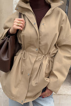 Khaki Drawstring Trench Jacket
