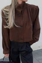 Chic Suede Style Long Sleeve Jacket