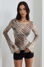 Sheer Zebra Print Blouse