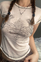 Contrast Stitch Graphic Vintage T-Shirt