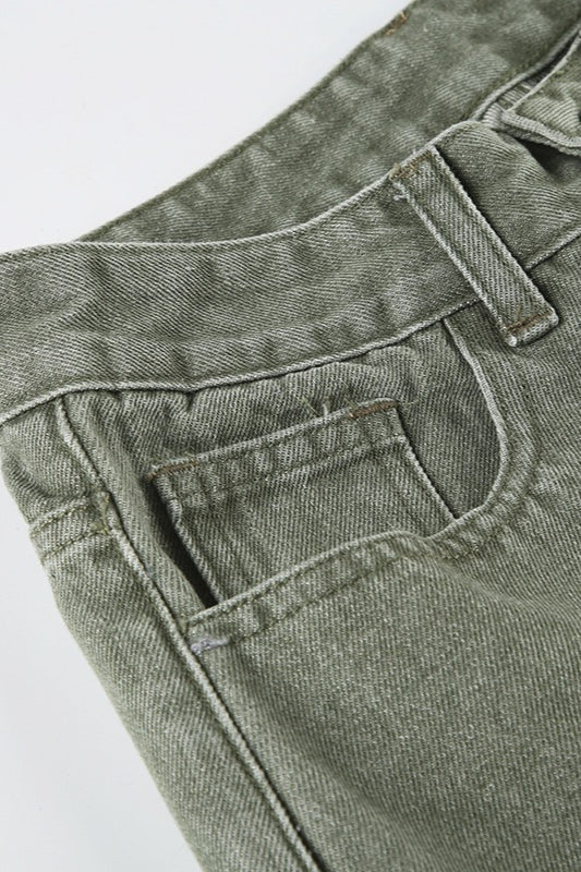 Distressed Bell Bottom Denim Jeans