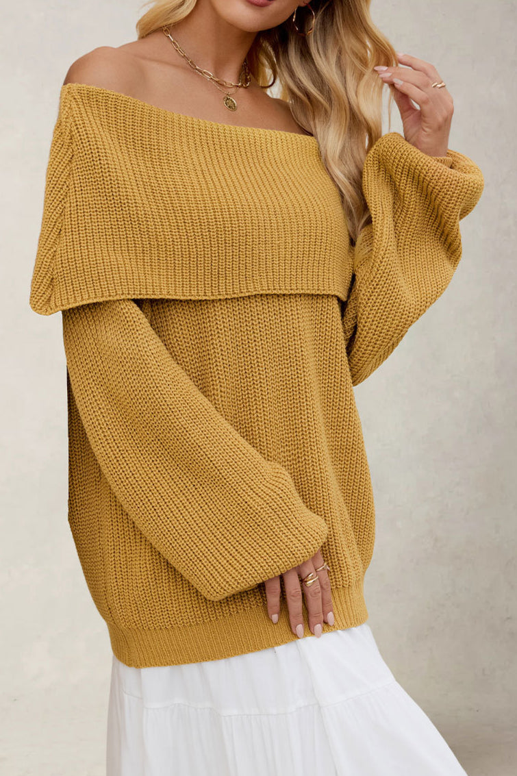 Loose Fit Off-Shoulder Knit Sweater