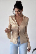 Vintage Long Sleeve V Neck Blouse