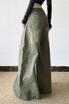 Distressed Bell Bottom Denim Jeans