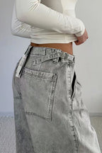 Low Rise Distressed Wide Leg Jeans