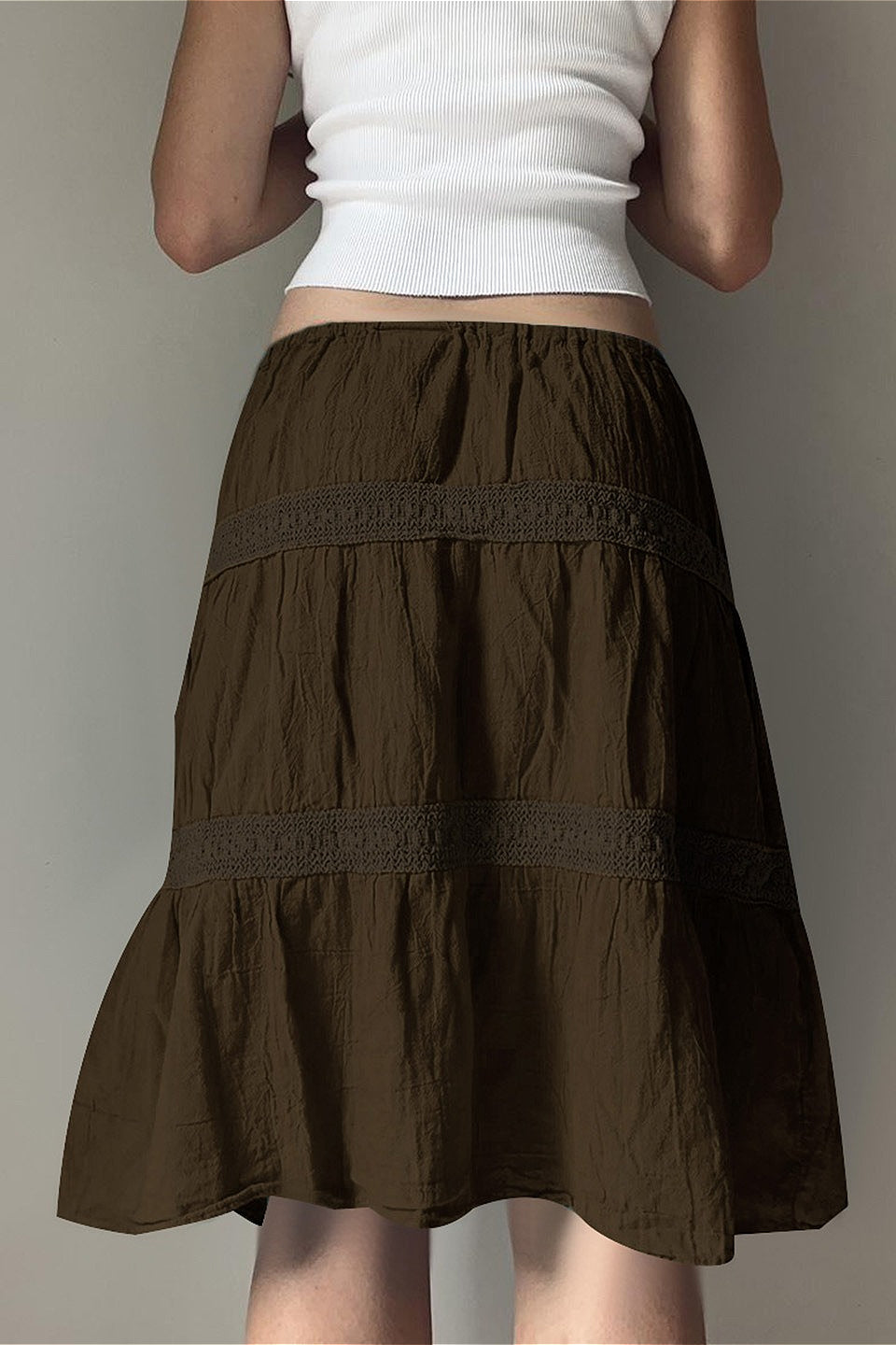 Vintage Brown Pleated A-Line Skirt