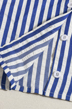 Striped Crop Shirt Two Piece Blouse