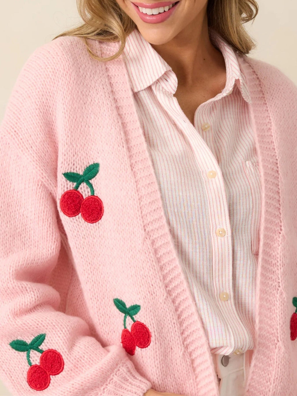 Embroidered Long Sleeve Knit Cardigan