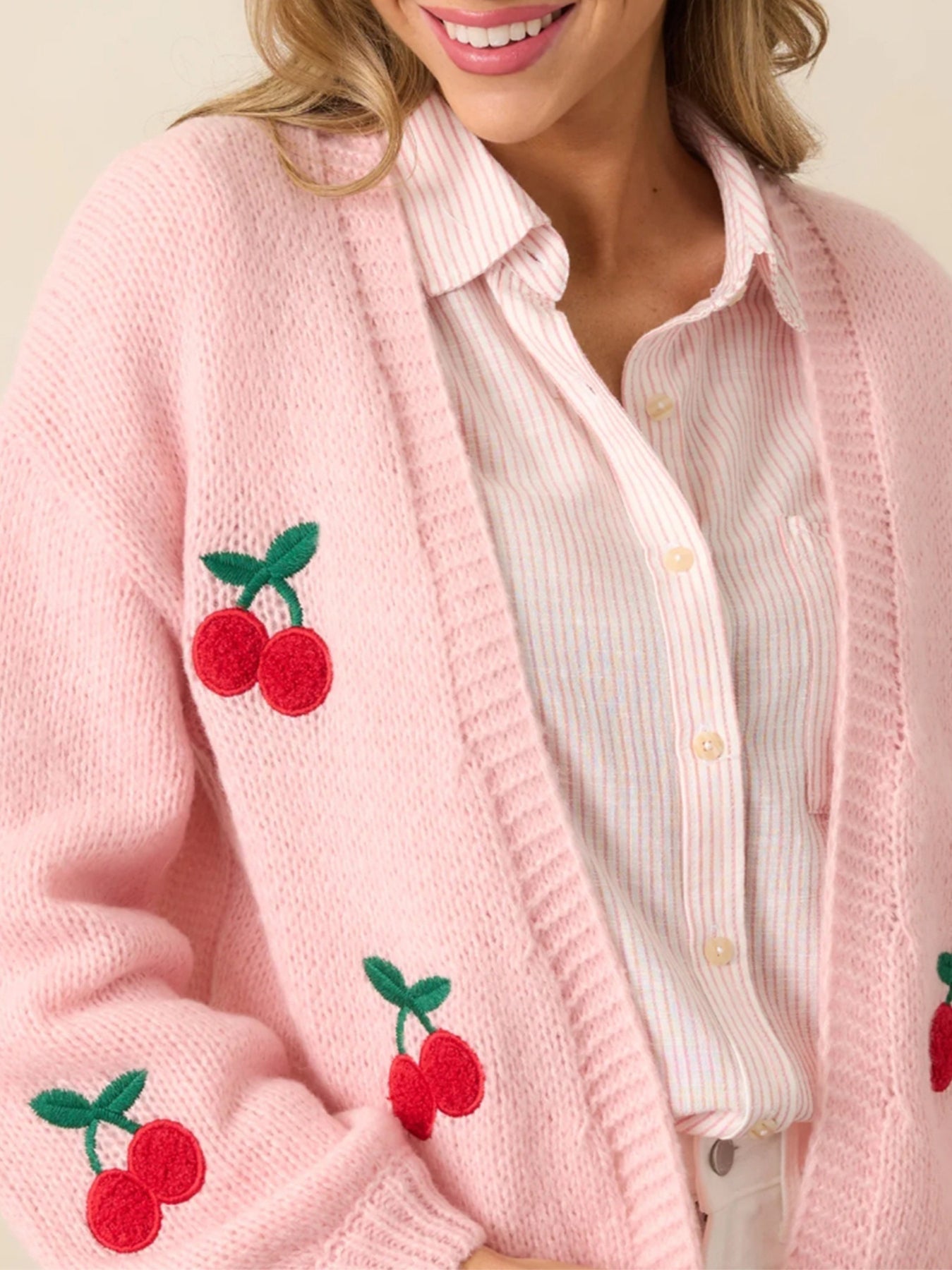 Embroidered Long Sleeve Knit Cardigan