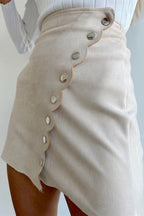 Button Front Velvet Bodycon Skirt