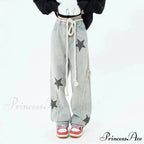 Celestial Stitching High Rise Denim Trousers