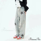 Celestial Stitching High Rise Denim Trousers