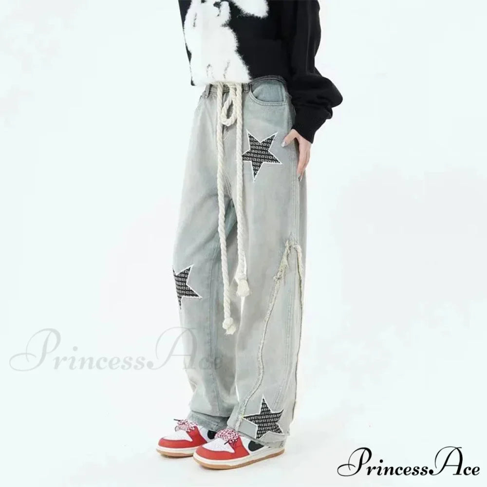 Celestial Stitching High Rise Denim Trousers