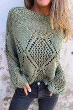 Round Neck Hollow Knit Sweater