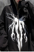 Graphic Zip Up Oversized Hoodie