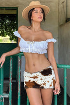 Fluffy Contrast Panel Micro Skirt