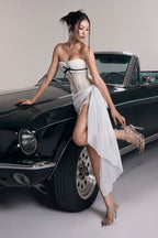 Floral Boned Corset Strapless Bodycon Mini Dress