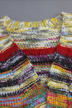 Vintage Striped Long Sleeve Knit Cardigan