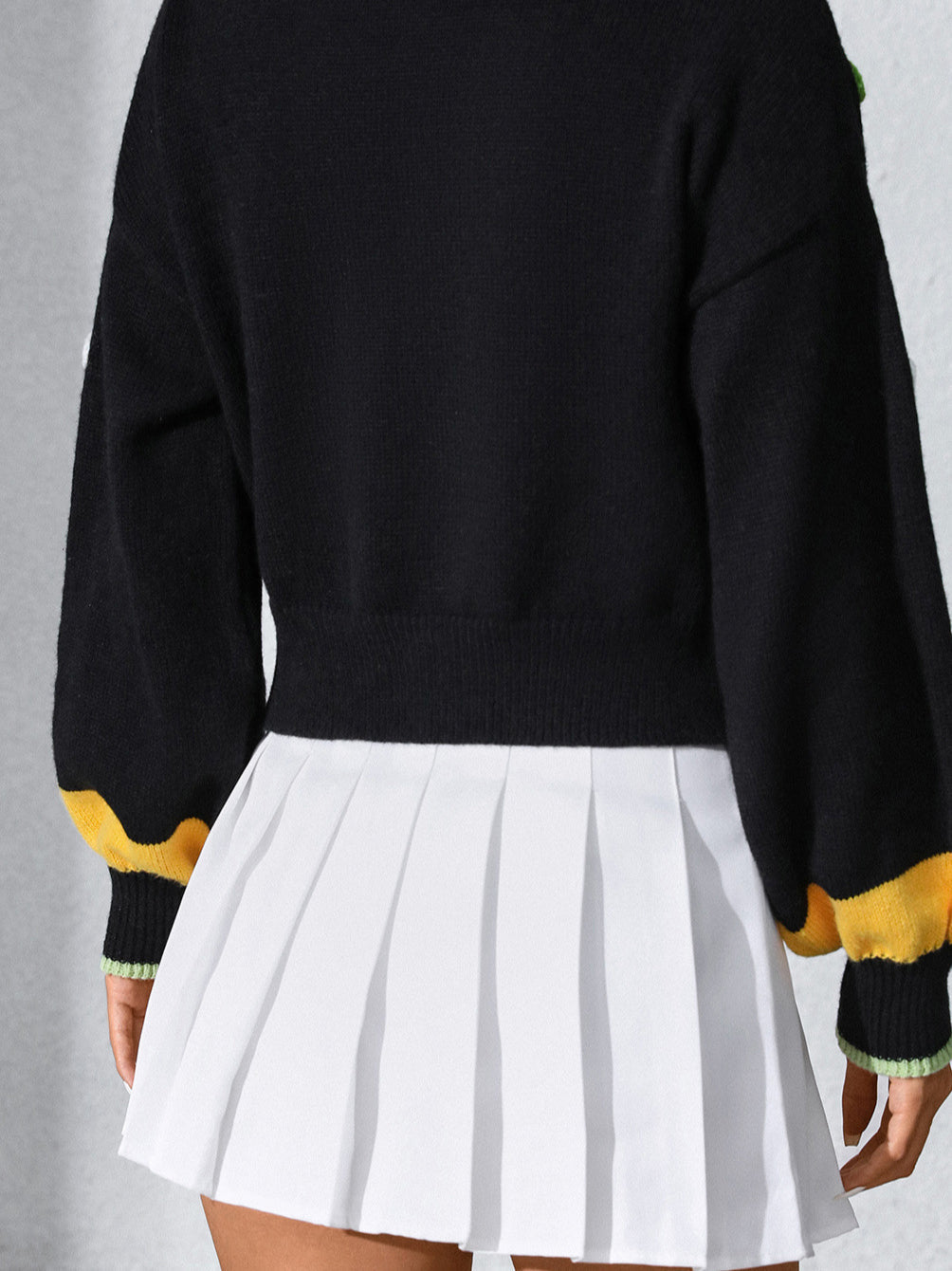 Hand-Embroidered Flower Knit Cardigan