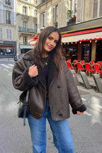 Faux Shearling Collared Casual Coat