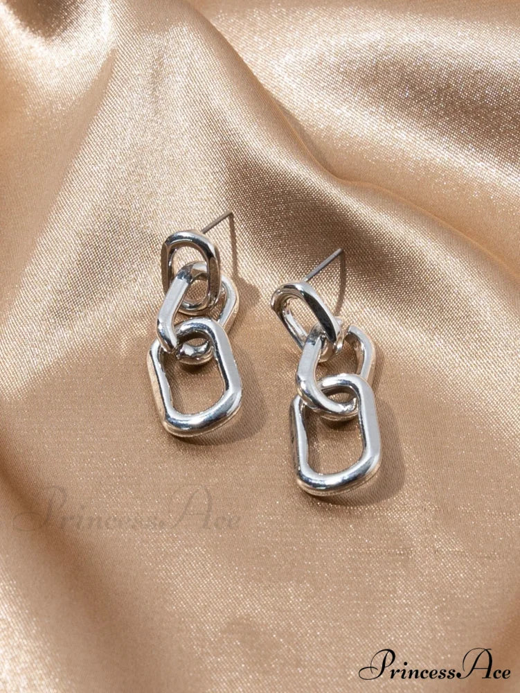 Chain Design Drop Earrings