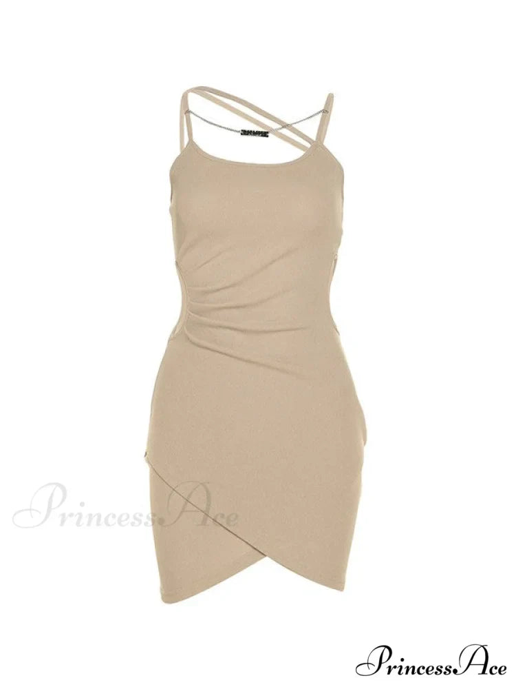 Chain Detail Cut Out Halter Classic Party Mini Dress - Black