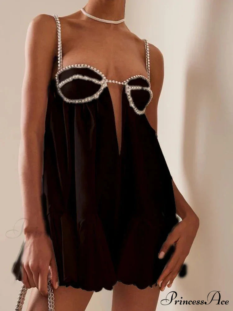 Chain Fold Sleeveless Mini Dress