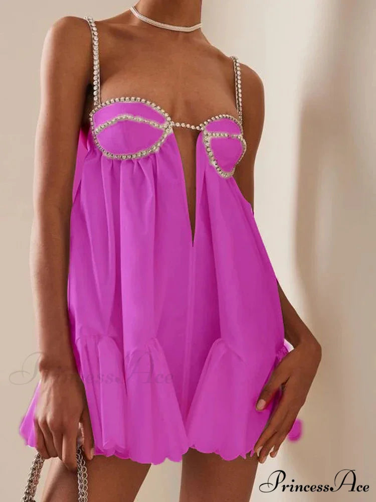 Chain Fold Sleeveless Mini Dress