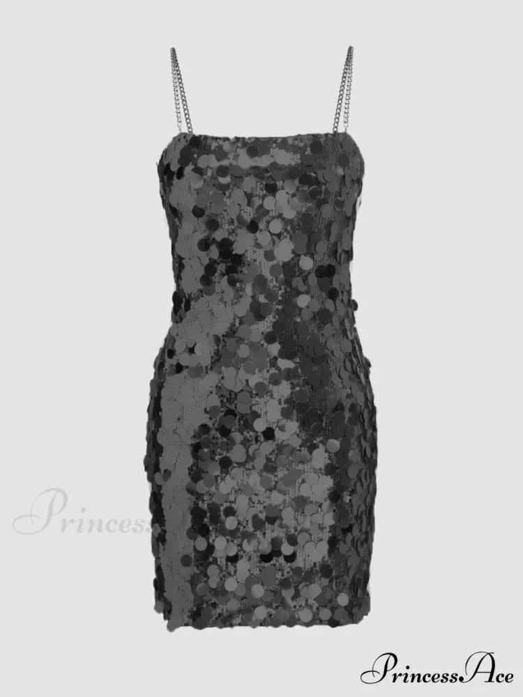 Chain Sequined Stylish Irregular Dress