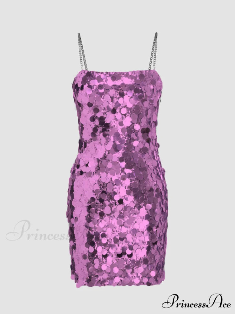 Chain Sequined Stylish Irregular Dress