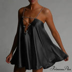 Chain Suspenders Hollow Petite Dress