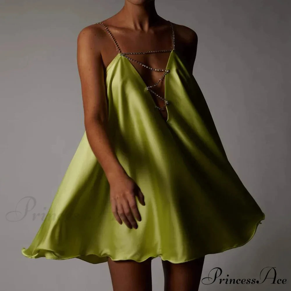 Chain Suspenders Hollow Petite Dress