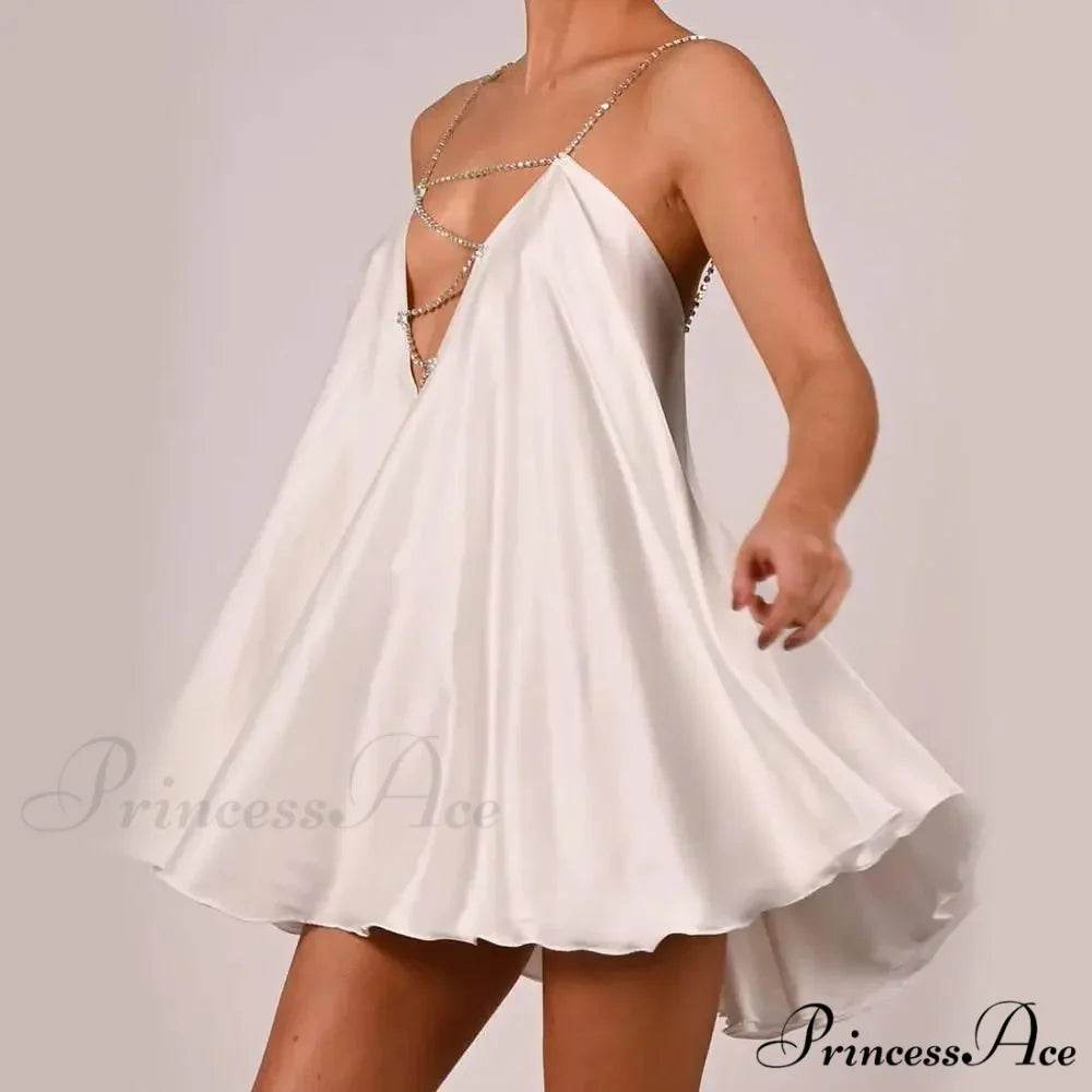 Chain Suspenders Hollow Petite Dress