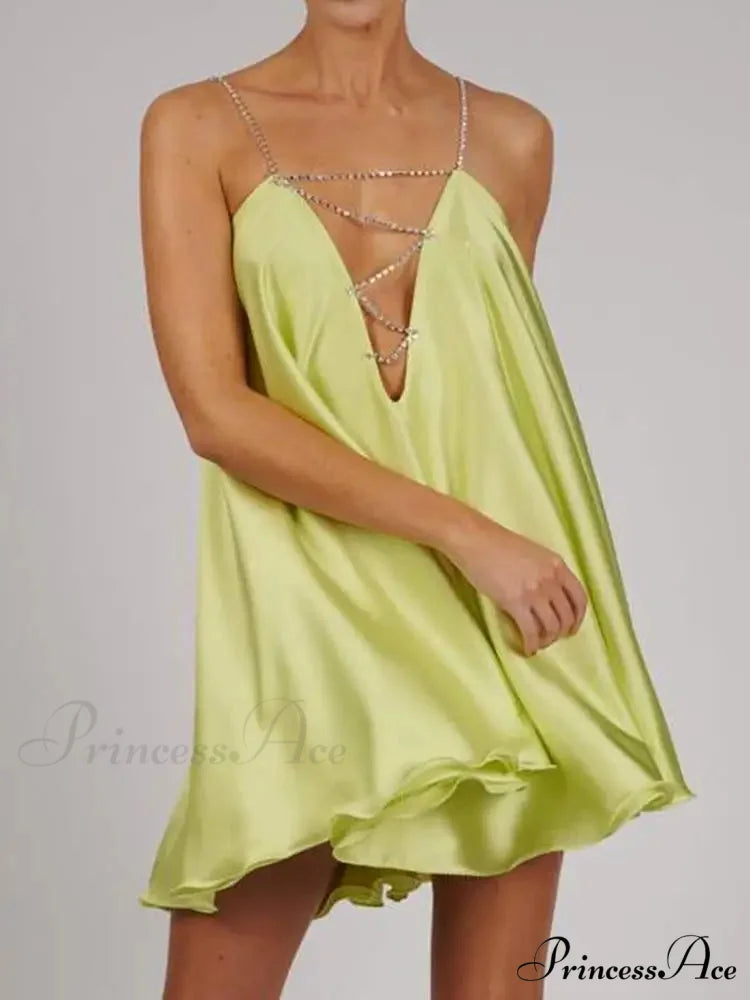 Chain Suspenders Hollow Petite Dress