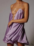 Chain Suspenders Hollow Petite Dress