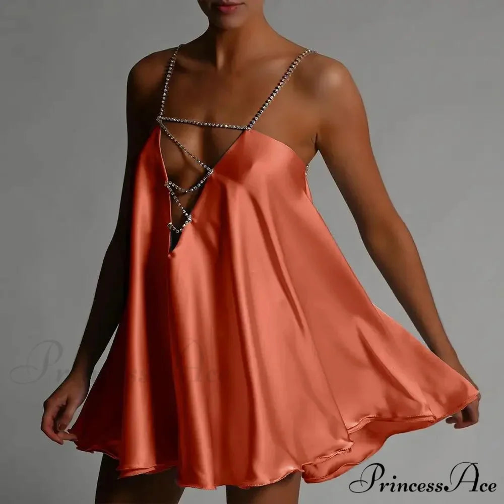 Chain Suspenders Hollow Petite Dress