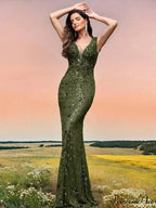 Champagne Sequin Mermaid Party Dress