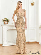 Champagne Sequin Mermaid Party Dress