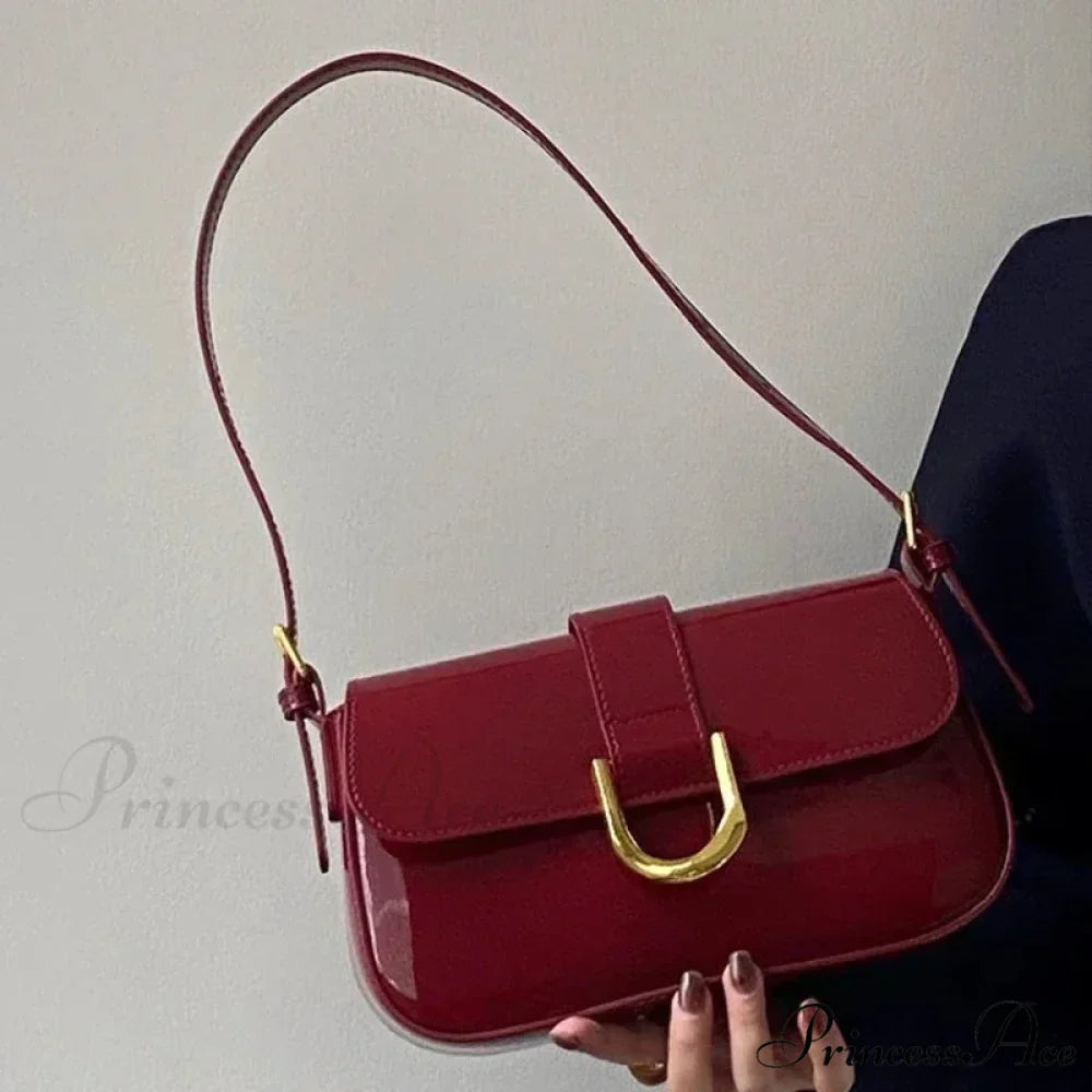 Changeable Band Patent Leather Satchel Bag
