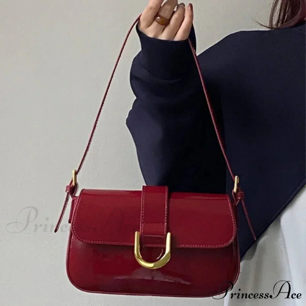 Changeable Band Patent Leather Satchel Bag