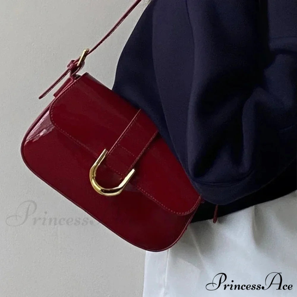 Changeable Band Patent Leather Satchel Bag