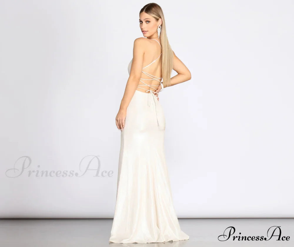 Char Formal Stylish Lattice Glitter Dress