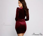 Char Formal Velvet Charming Glitter Mini Dress