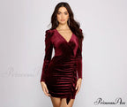 Char Formal Velvet Charming Glitter Mini Dress