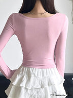Charming Patchwork Bandage Slim Square Collar Knit Top